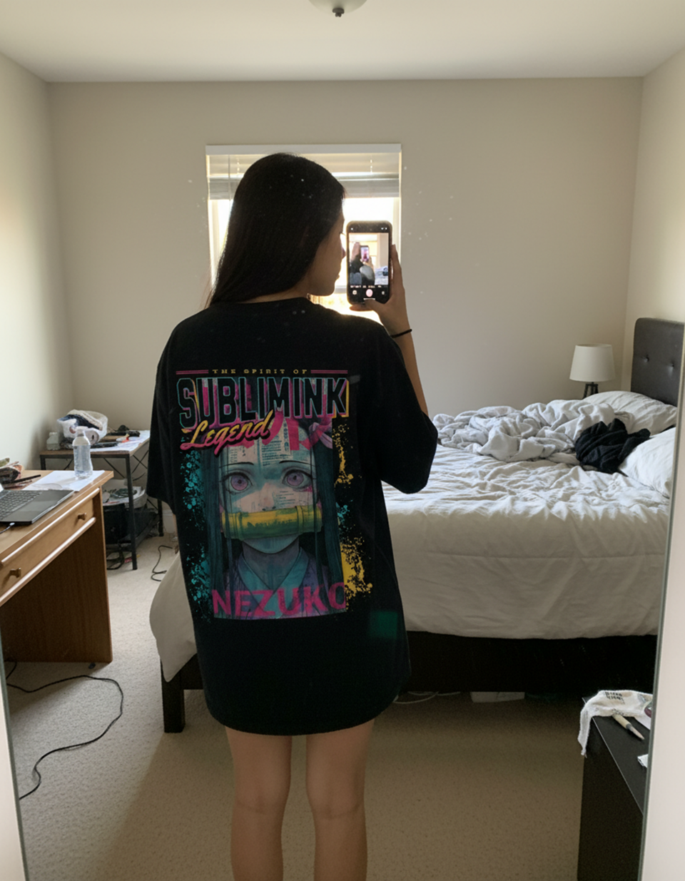 POLERA GYM OVERSIZE · NEZUKO SUBLIMINK · DEMON SLAYER