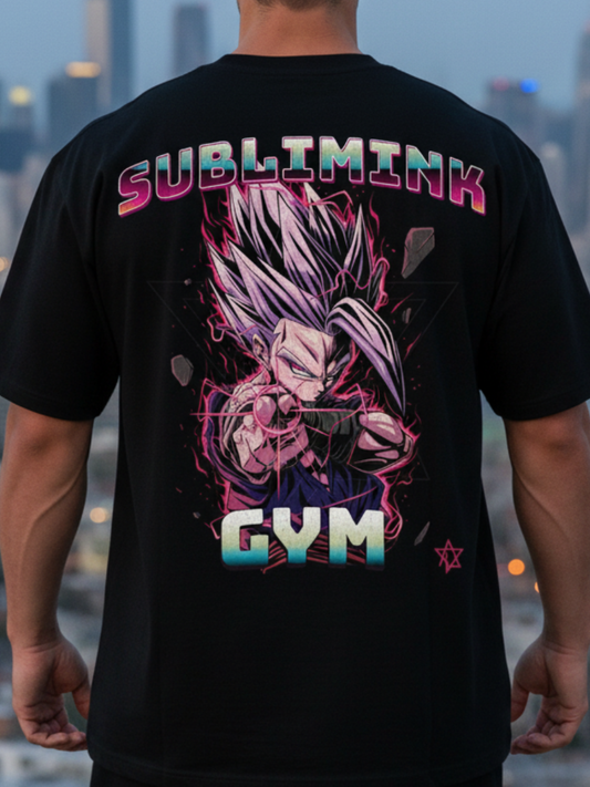 POLERA GYM OVERSIZE · GOHAN BEAST SUBLIMINK · DBZ