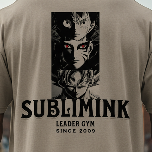 POLERA GYM OVERSIZE · NARUTO+MADARA+LUFFY · SUBLIMINK ·