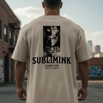 POLERA GYM OVERSIZE · NARUTO+MADARA+LUFFY · SUBLIMINK ·