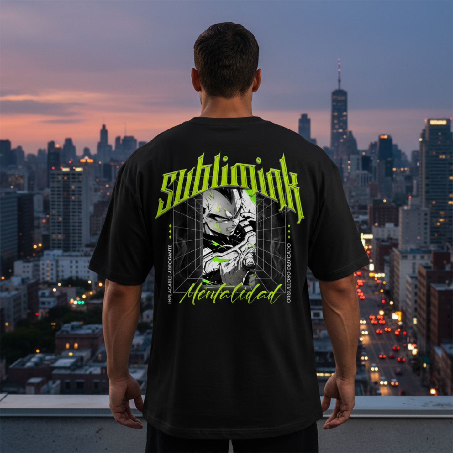 POLERA GYM OVERSIZE · VEGETA MENTALIDAD SUBLIMINK · DRAGON BALL Z