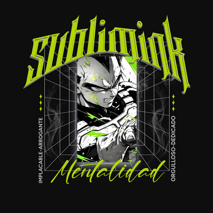 POLERA GYM OVERSIZE · VEGETA MENTALIDAD SUBLIMINK · DRAGON BALL Z